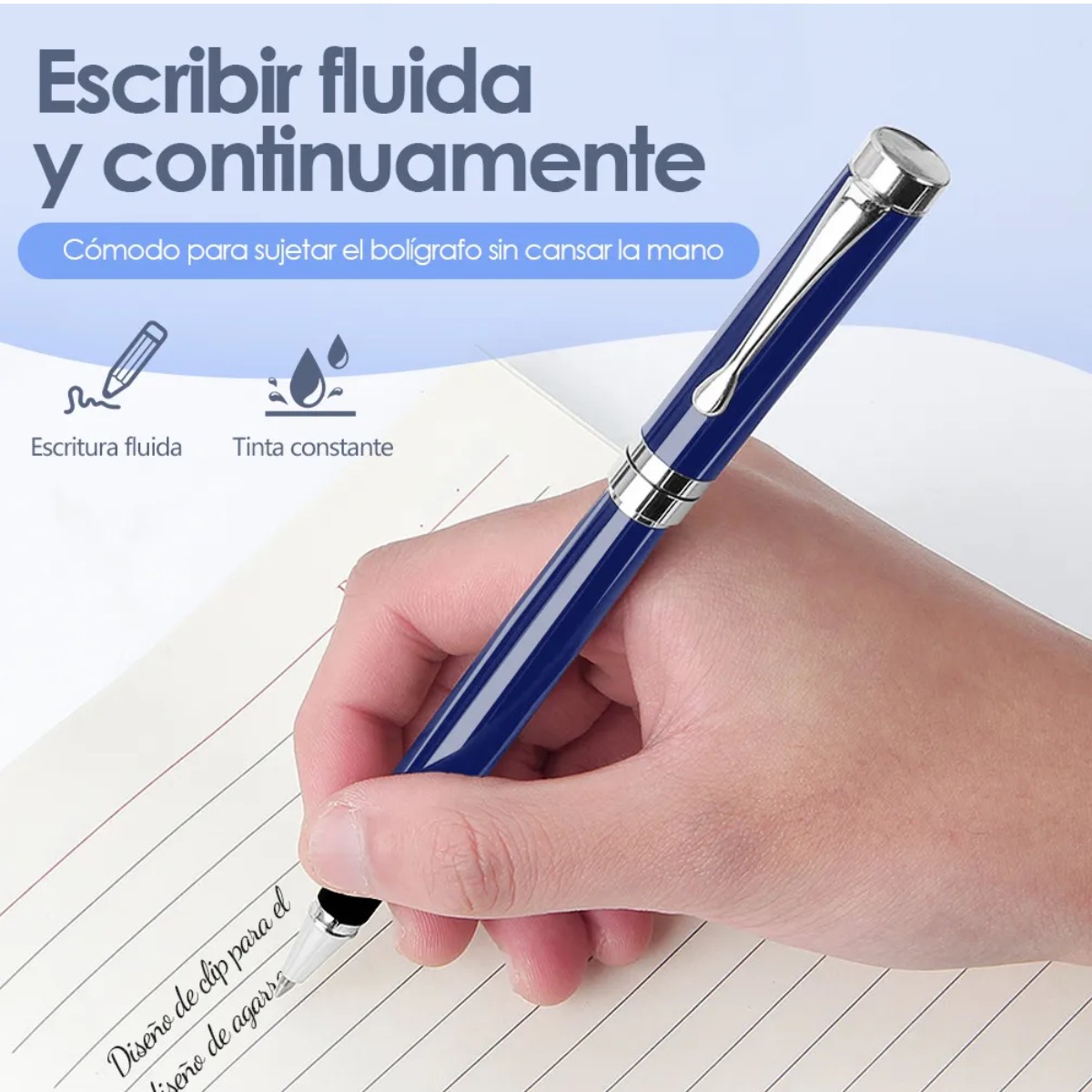 Pluma De Acero Con Recambio Y Caja De Regalo Color Del Exterior:Azul oscuro image number null