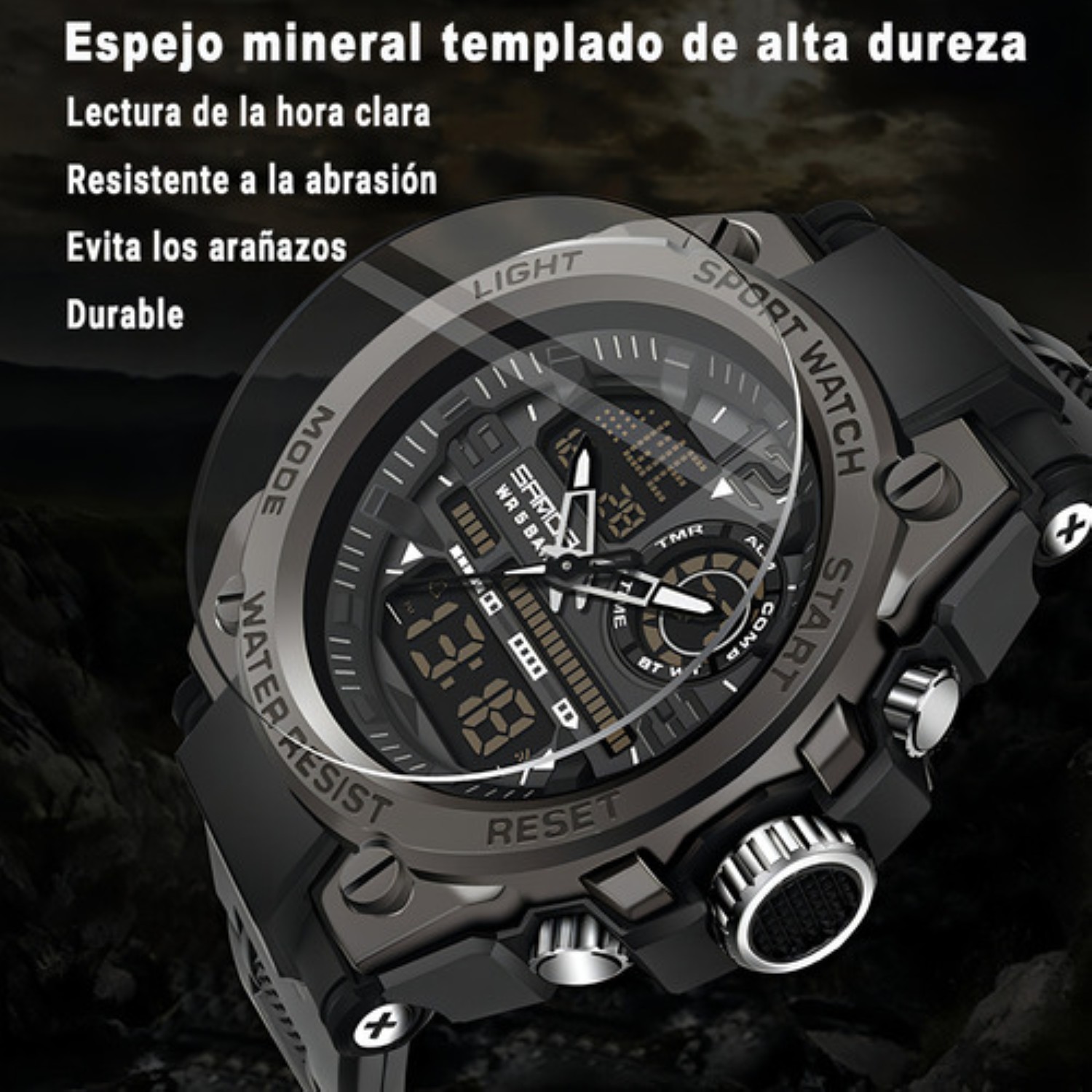 Reloj De Pulsera T&aacute;ctico Militar Impermeable Para Hombre Negro Total image number null
