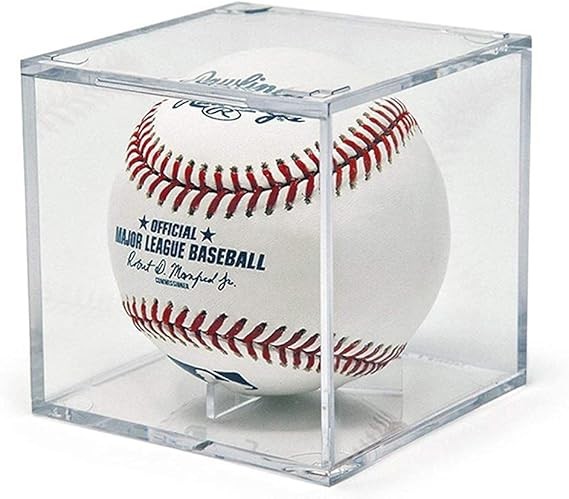 A HUSHUI Caja de b&eacute;isbol acr&iacute;lica, Vitrina de b&eacute;isbol, Caja Transparente de Pelota de Tenis de Golf para exhibici&oacute;n, Caja de Almacenamiento de Recuerdos, Soporte, protecci&oacute;n UV, a Prueba de Polvo. image number null