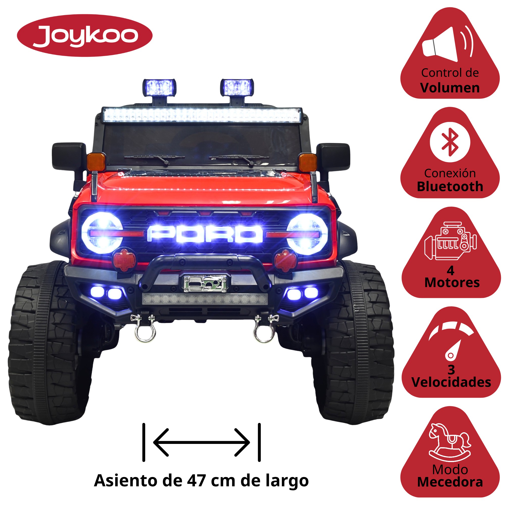 Montable Electrico Camioneta 4x4 para Ni&ntilde;os Bluetooth Luces Led Control Remoto Bater&iacute;a 12v - Rojo image number null