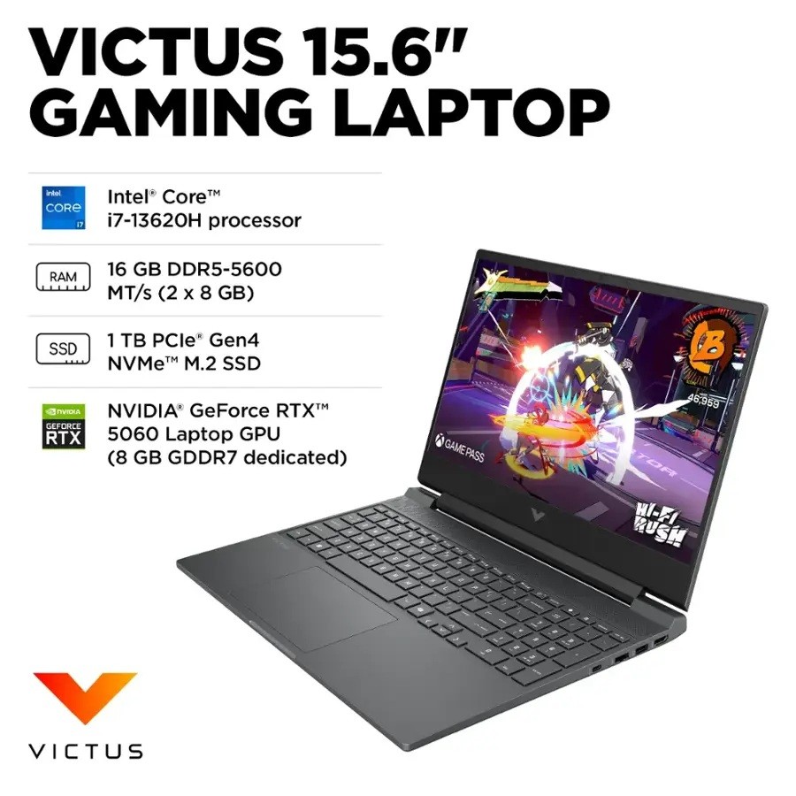 Laptop HP Victus Gaming 15 FA2093DX 15.6"FHD Intel Core i7-13620H 16GB RAM 1TB SSD W11 RTX5060 Color Negro image number null
