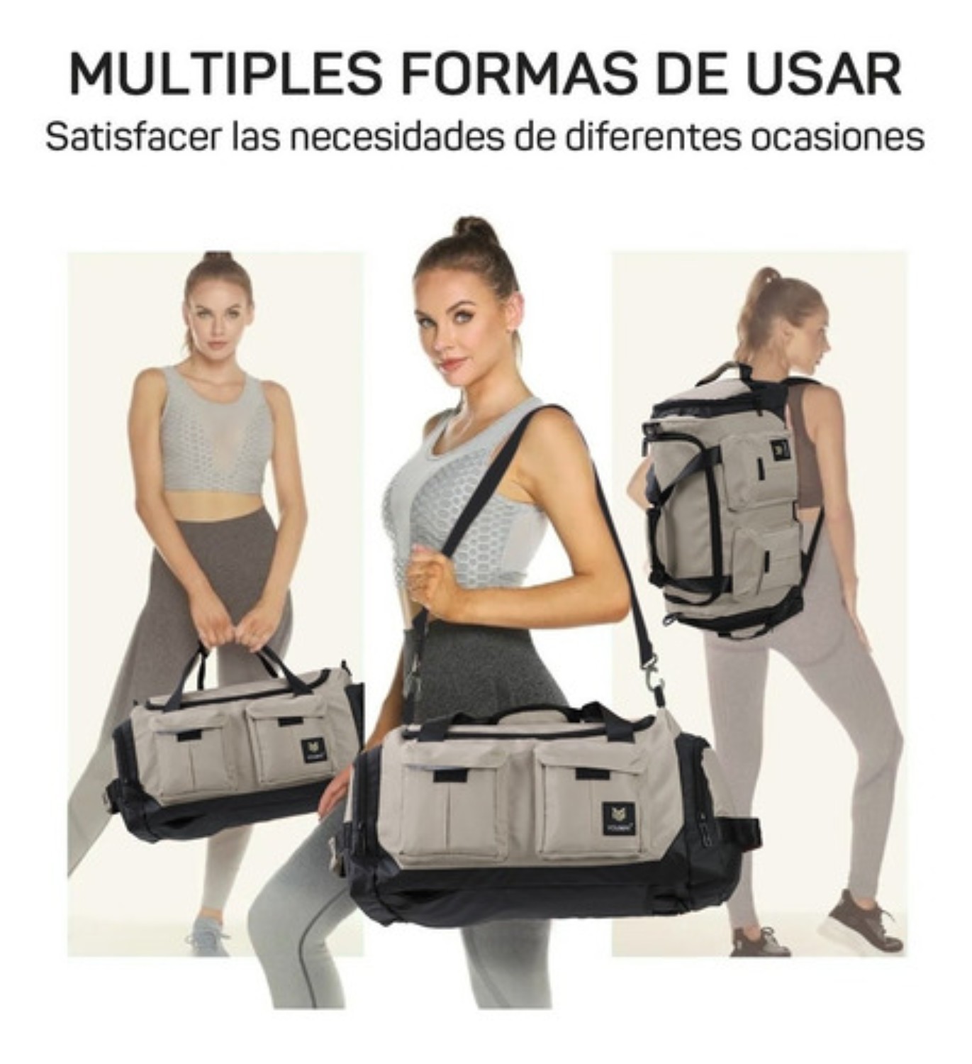 Maleta Deportiva Bolsa Gym Viaje Mochila Moda Fitness caqui image number null