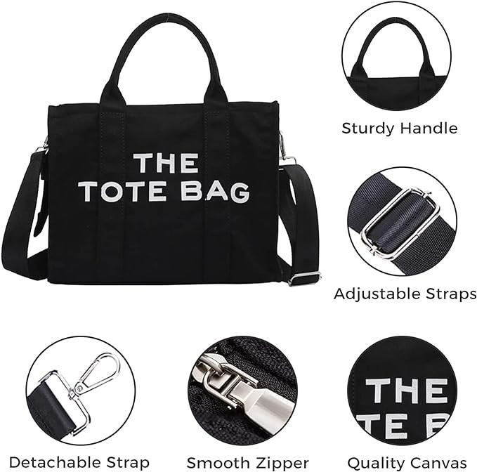 A Bolsas de lona para mujer, bolso de mano con cierre, Totes para Mujer, bolsa cruzada de lona para escuela, viajes, oficina. image number null