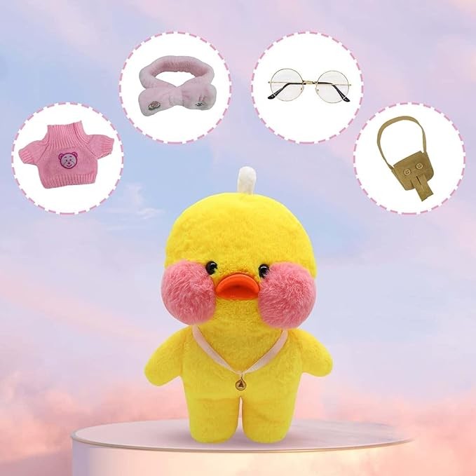 Jesir Peluche de Pato Kawaii de 30 cm,Pato De Peluche Suave con Ropa image number null