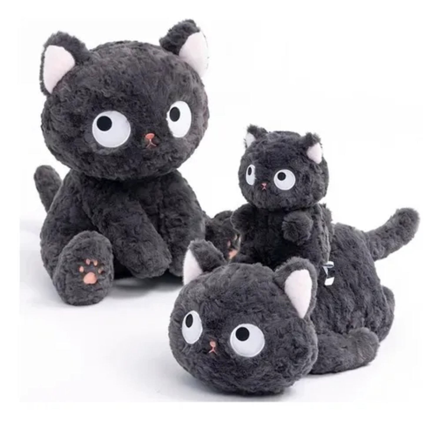 Peluche Gato Ojos Saltones Negro image number null