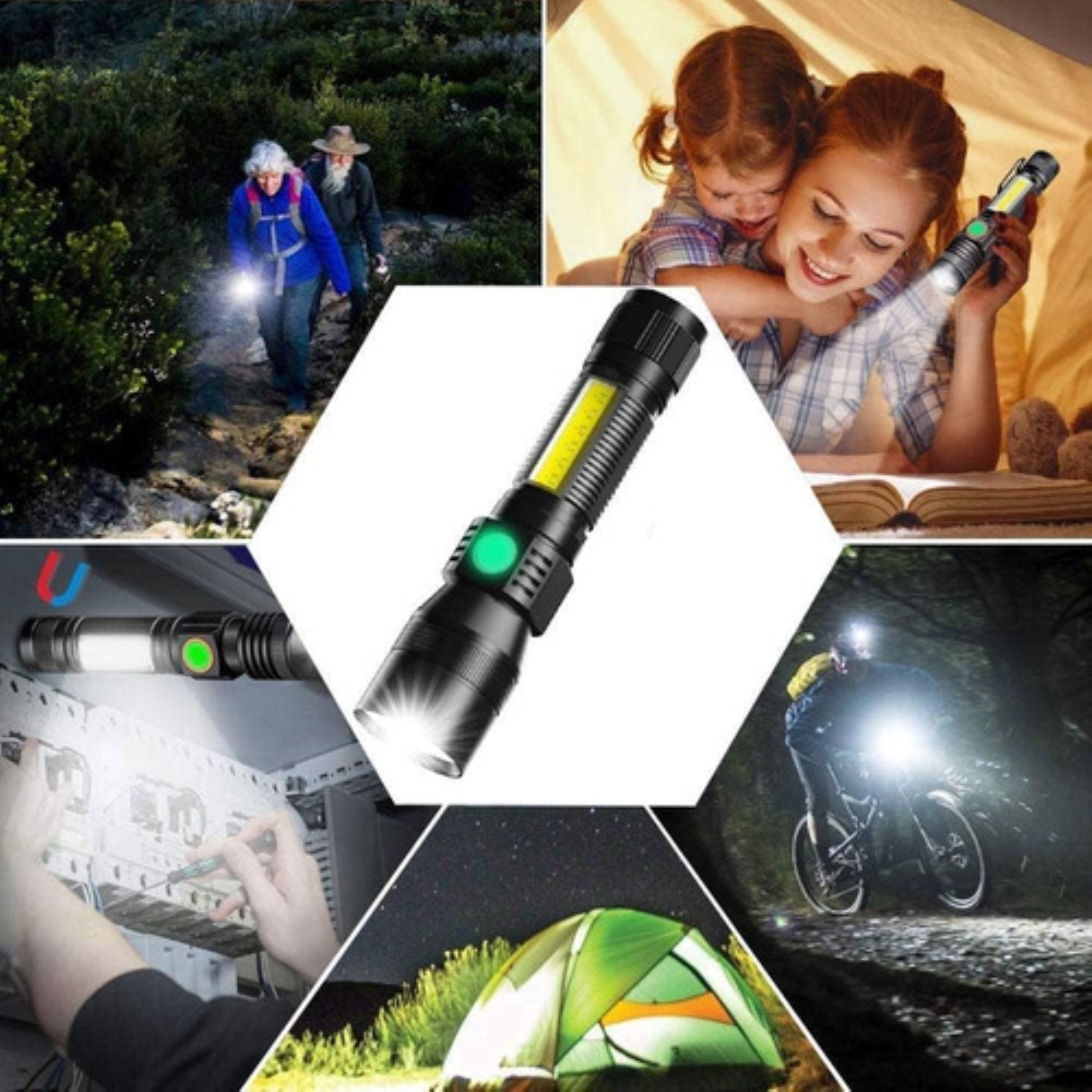 Linterna T&aacute;ctica Uv Recargable 1800lm 7 Modos De Iluminaci&oacute;n Negro image number null
