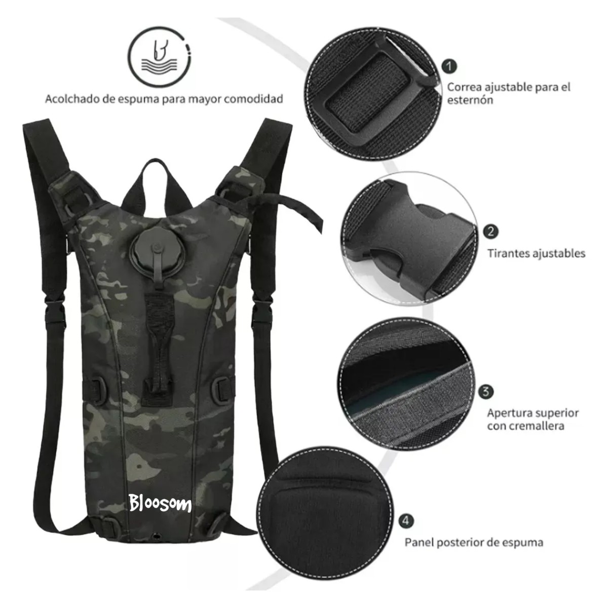 Mochila Hidratante Bolsa Agua 3l Bicicleta Camper Negro CP image number null