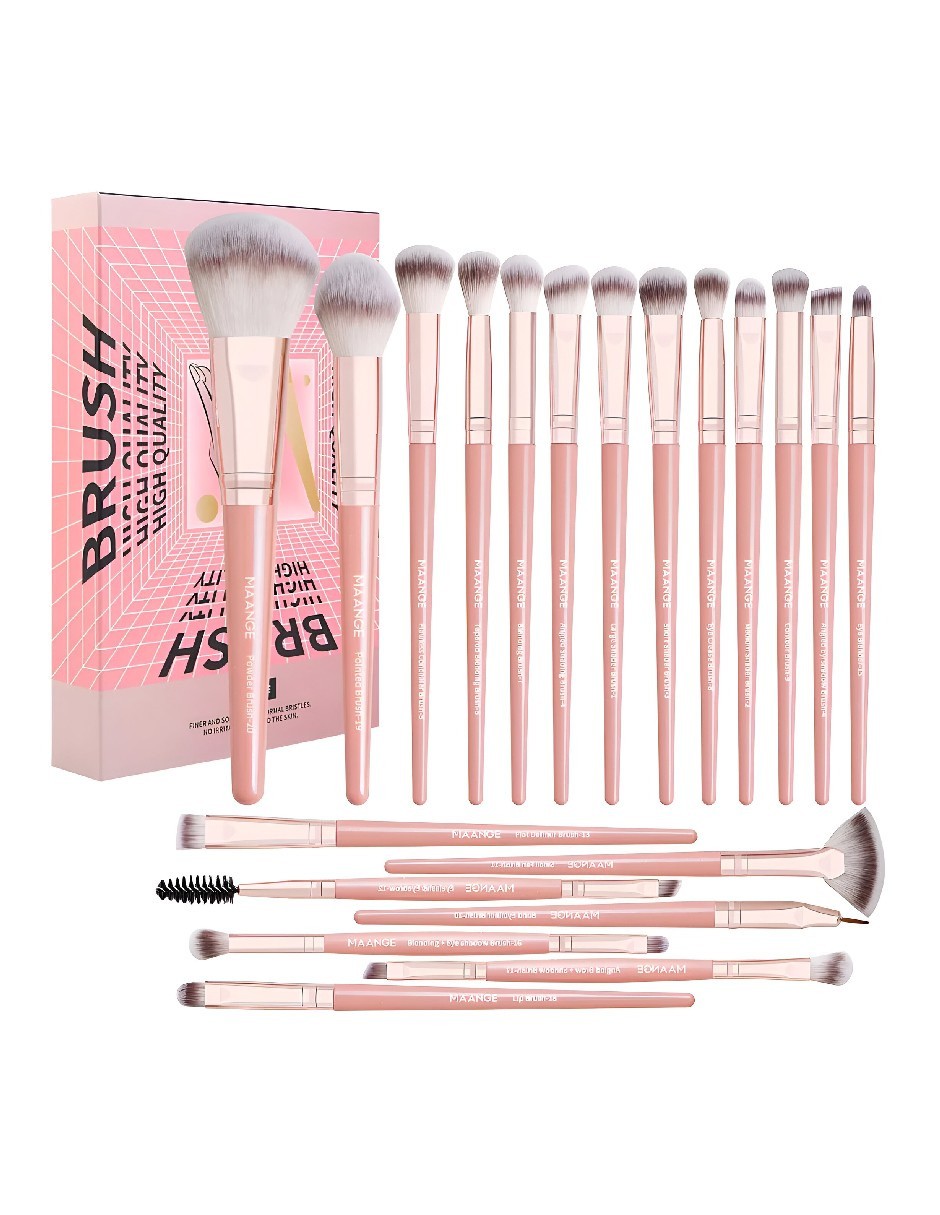 Brochas De Maquillaje Kit 20 Pcs Para Maquillaje Profesional Rosa image number null