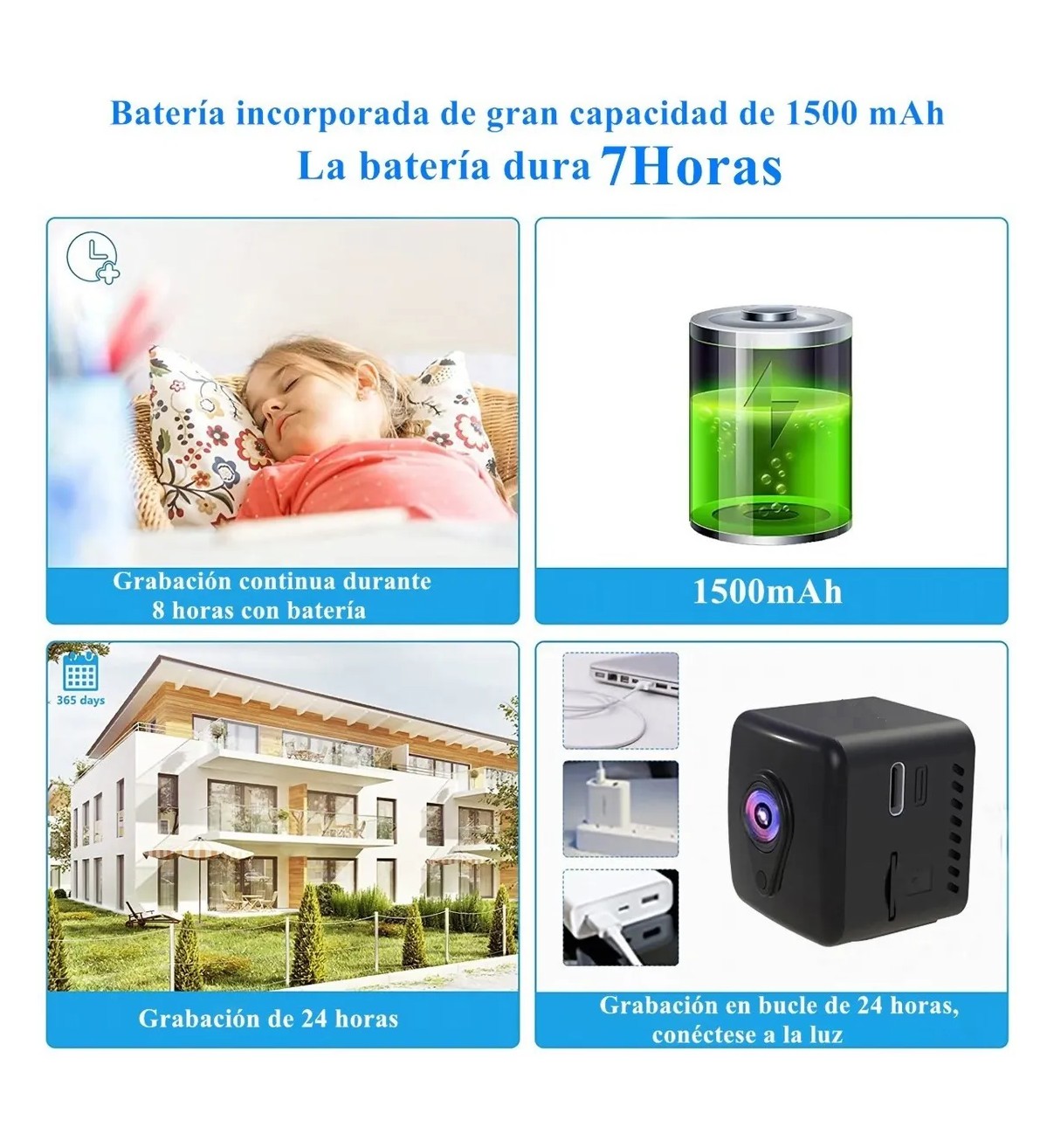 Mini C&aacute;mara Esp&iacute;a 1080p Wifi Con Bater&iacute;a Recargable 7 Horas Malubero image number null