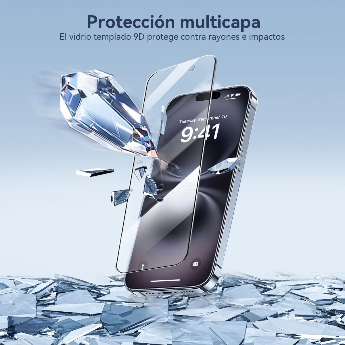Funda Para iPhone 13 Mini+ Cargador Inal&aacute;mbrico 15w + Mica De Vidrio Templado Azul image number null