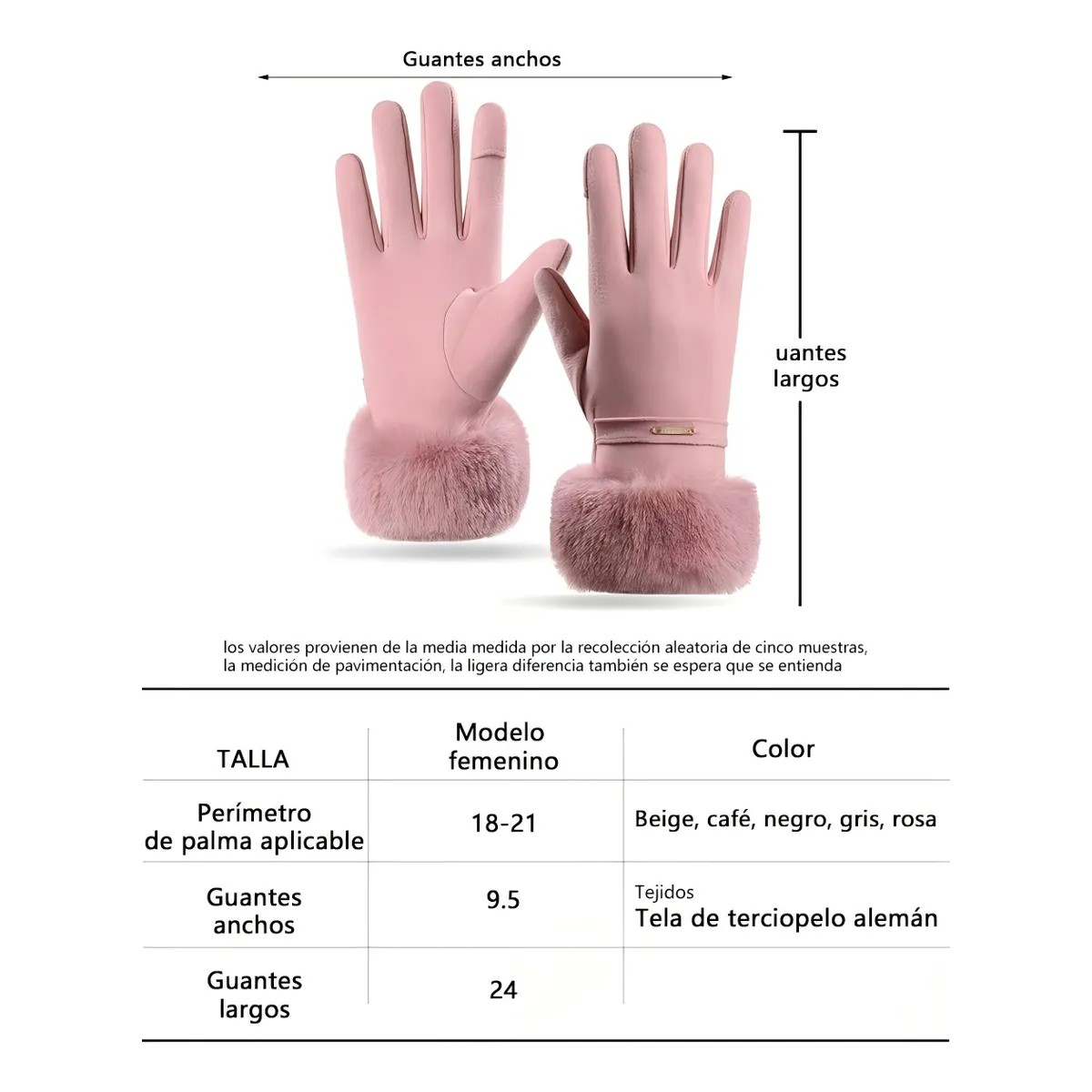 Guantes T&eacute;rmicos Frio De Invierno Para Pantalla T&aacute;cti Mujer Rosa image number null