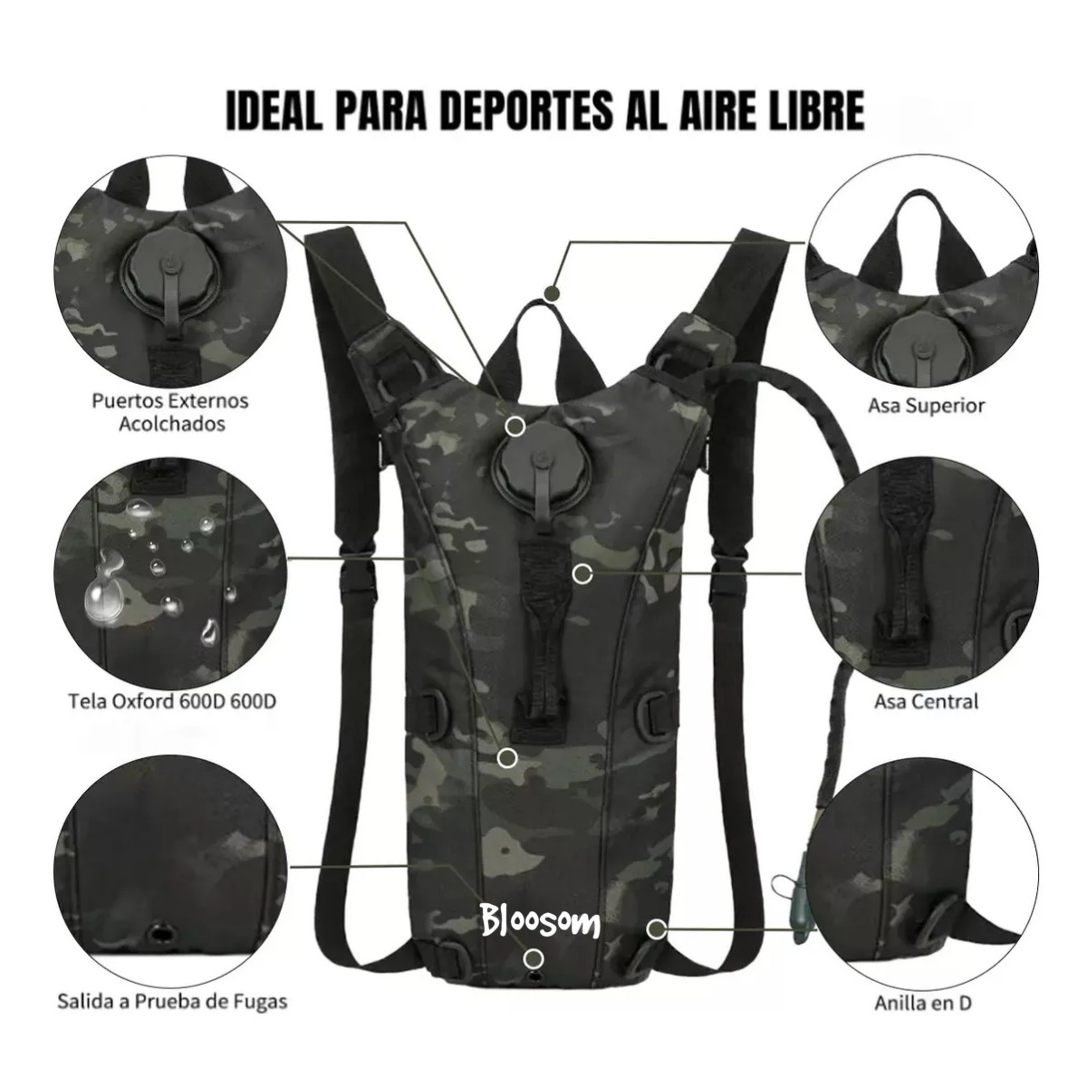 Mochila Hidratante Bolsa Agua 3l Bicicleta Camper Negro CP image number null