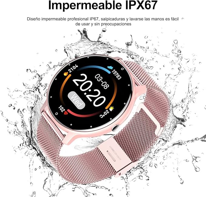A EASYTAO Smartwatch Mujer, Reloj Inteligente Impermeable IPX67 image number null