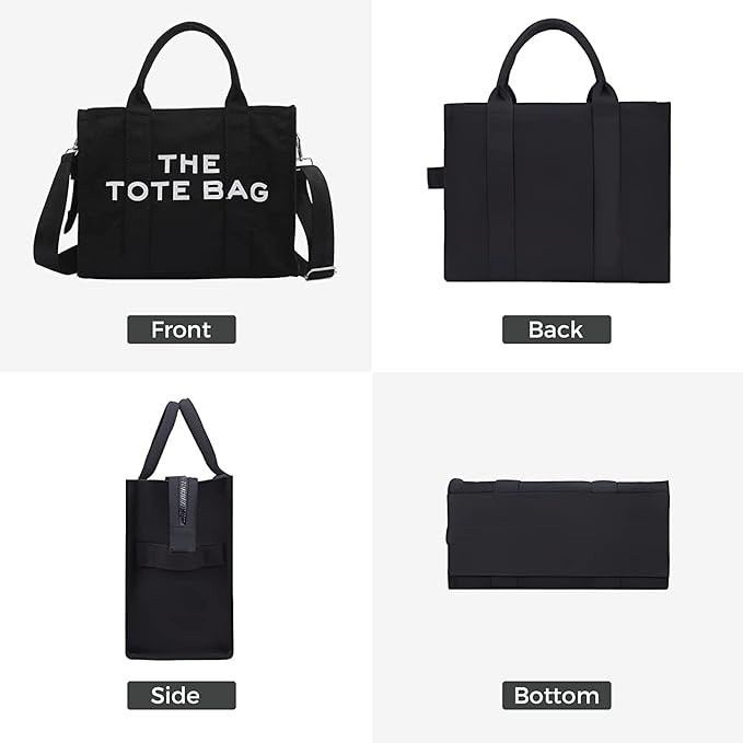A Bolsas de lona para mujer, bolso de mano con cierre, Totes para Mujer, bolsa cruzada de lona para escuela, viajes, oficina. image number null
