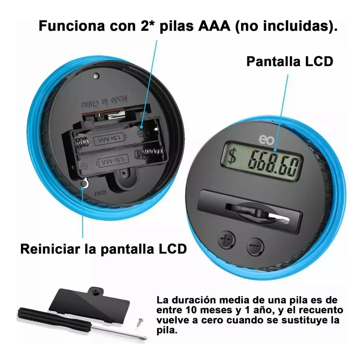 Alcanc&iacute;a Electr&oacute;nica Digital Lcd Monedas Contador Ahorradora Alcancia Negro image number null