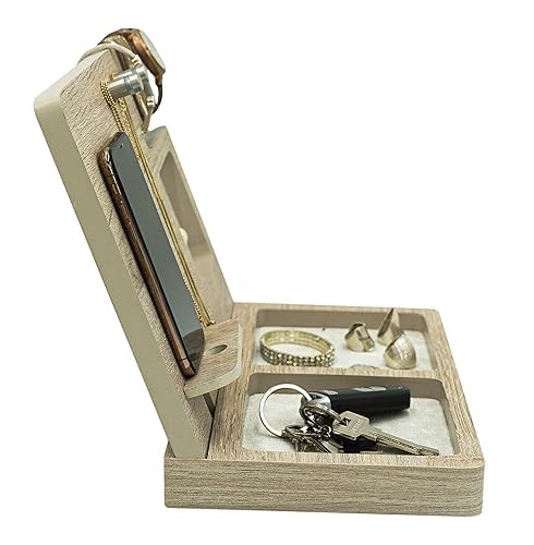 A organizador para celular, aretes, relojes, pulseras, anillos, monedas, collares para buro y escritorio.. image number null