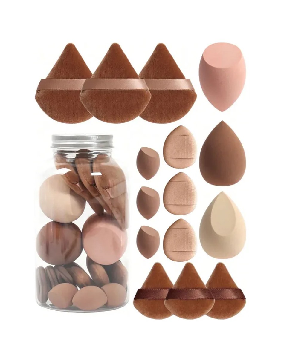 Ccgmdi&reg; 15 Pcs Esponja Maquillaje En Polvo Beauty Blender Con Caja - Marr&oacute;n image number null