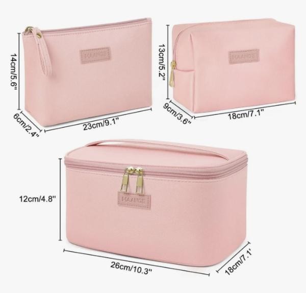 3pcs Cosmetiquera Neceser Estuches De Maquillaje Bolsa Viaje ROSA image number null