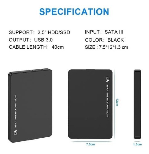 Carcasa Disco Duro 2.5 Usb 3.0, Hdd Ssd Sata I/ii/iii, 3tb. image number null