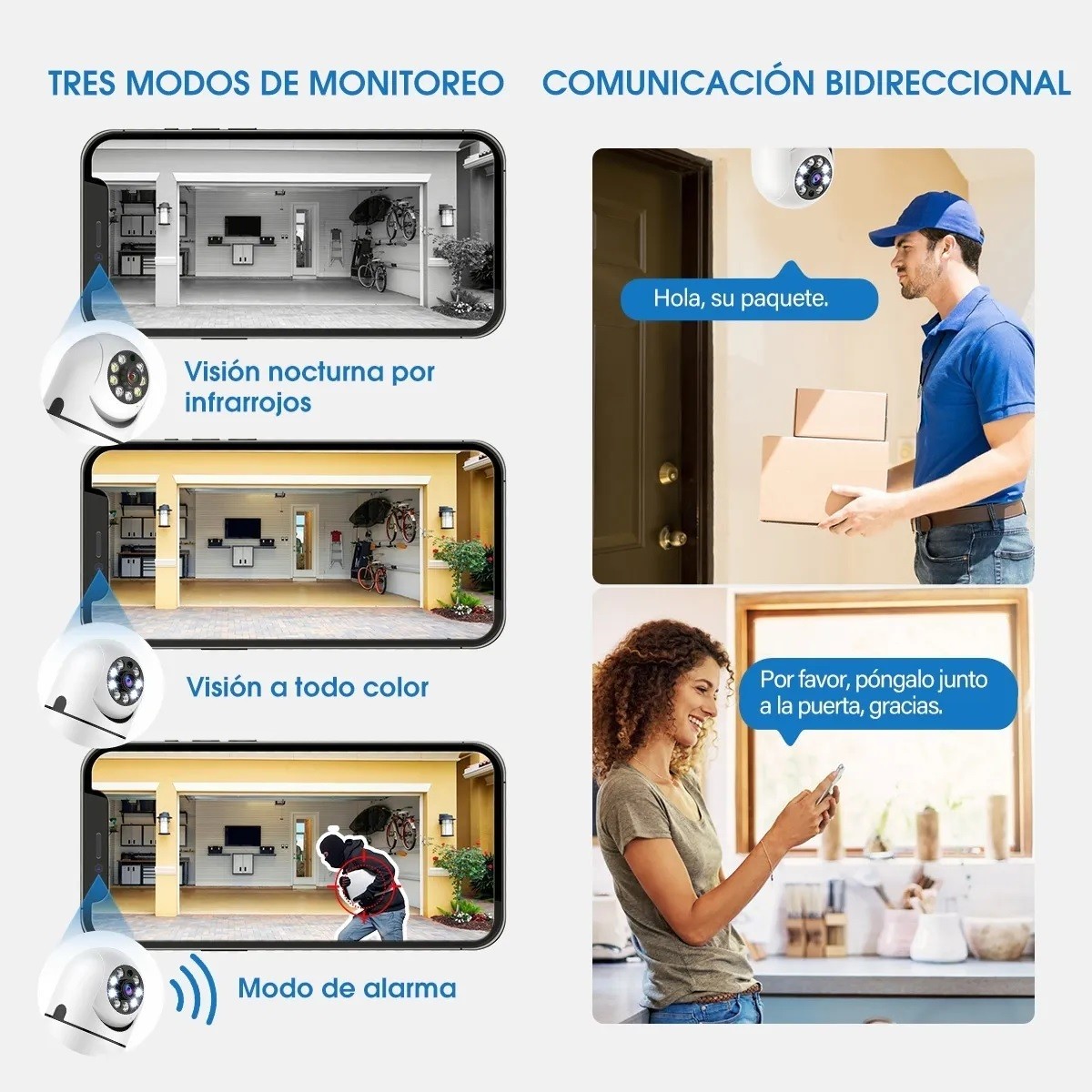 C&aacute;mara De Seguridad Wifi Exterior/interior Ip 3mp Con Alexa image number null