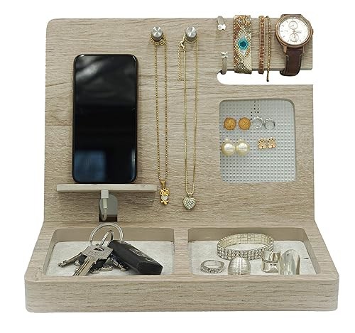 A organizador para celular, aretes, relojes, pulseras, anillos, monedas, collares para buro y escritorio.. image number null