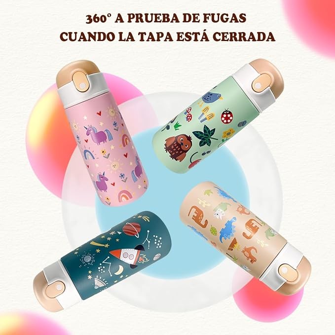 Termo Acero Inoxidable para Ni&ntilde;o 16 Oz, EASYTAO T&eacute;rmica de Botella para Agua 500ml con Tapa de Pajita, Taza Termo de Doble Pared a Prueba de Fugas, Caliente Agua Fr&iacute;a o Caliente (Azul). image number null