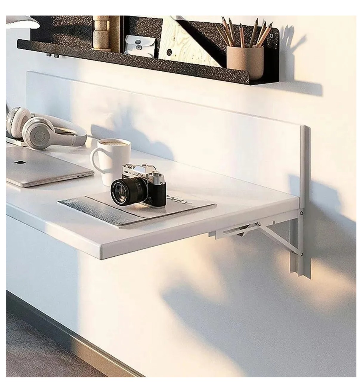 Soporte M&eacute;nsula Brazo P/repisa Belug Abatible Plegable Par Blanco image number null