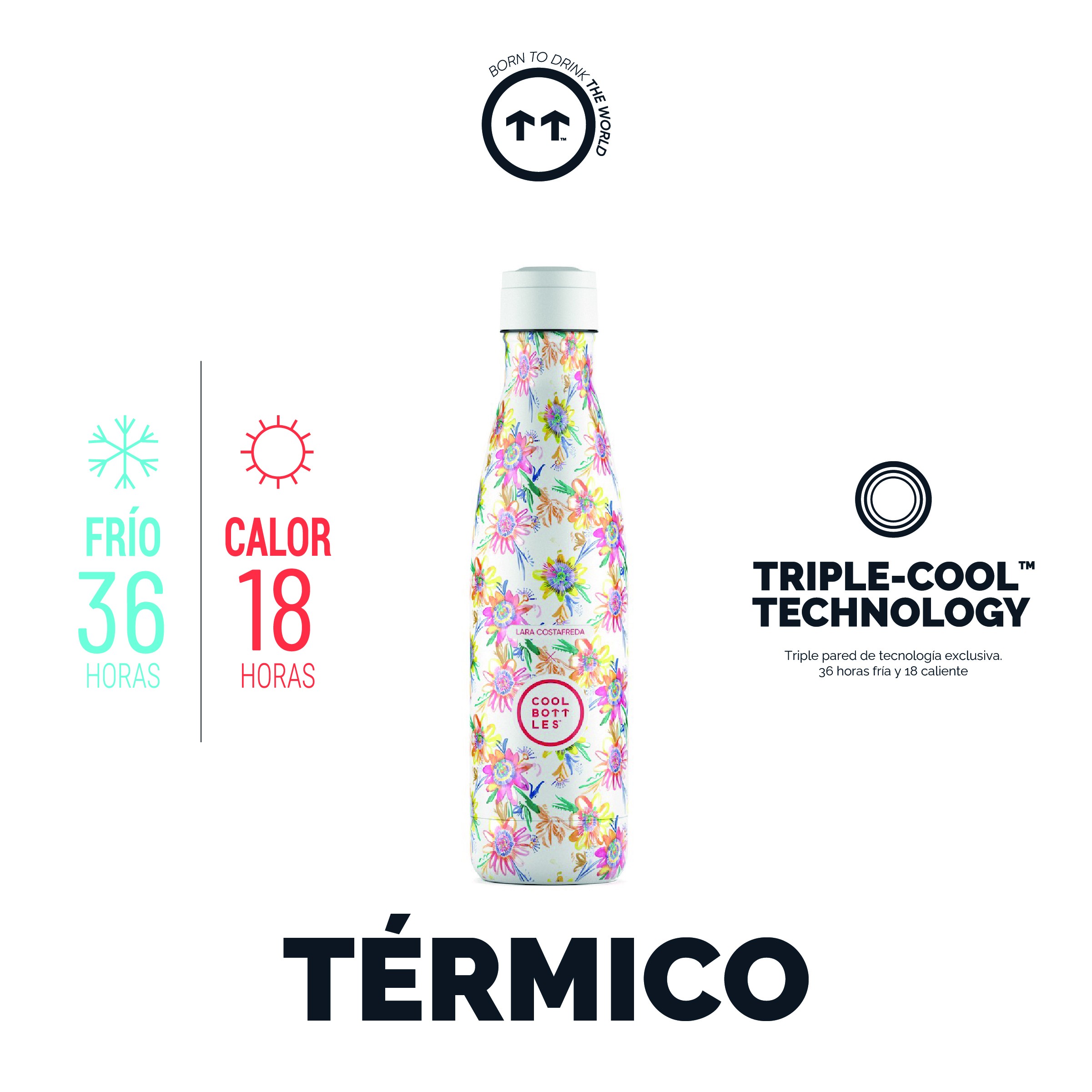 Cool Bottles Botella Termo Secret Blossoms 500m By Lara Costafreda image number null