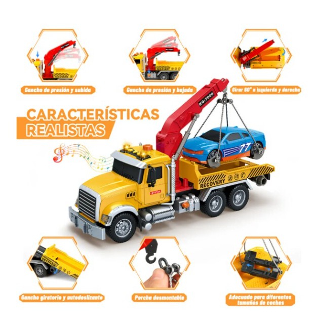 Grua Juguete Brazo Extensible Luz Y Sonido Color Amarillo image number null