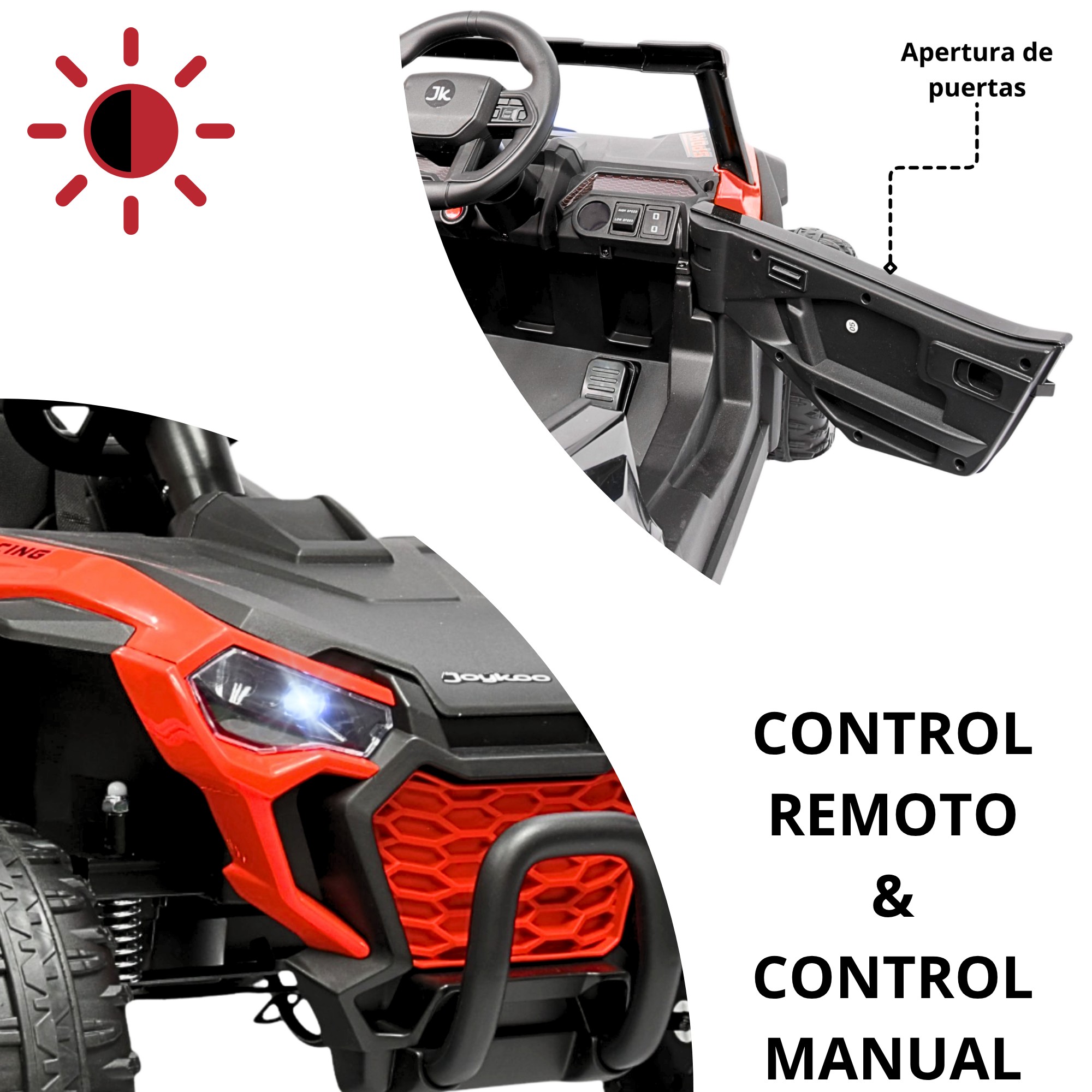 Montable Electrico para Ni&ntilde;os UVT-001 Luz y Sonido Control Remoto Conexi&oacute;n USB y Bluetooth 12v - Rojo image number null