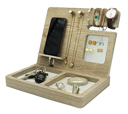 A organizador para celular, aretes, relojes, pulseras, anillos, monedas, collares para buro y escritorio.. image number null