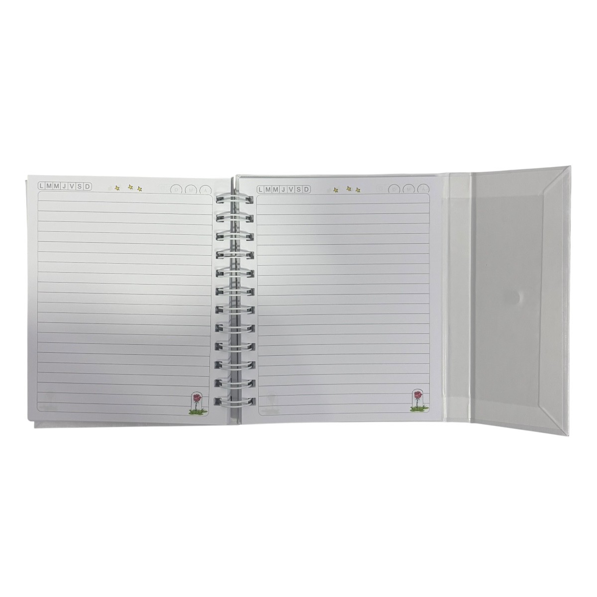 Libreta estilo franc&eacute;s de tapa dura laminado liso con espiral met&aacute;lico El principito image number null