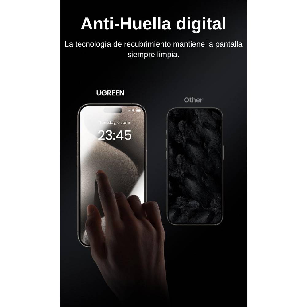 Mica de privacidad Ugreen anti-huellas para iPhone 15 Pro image number null