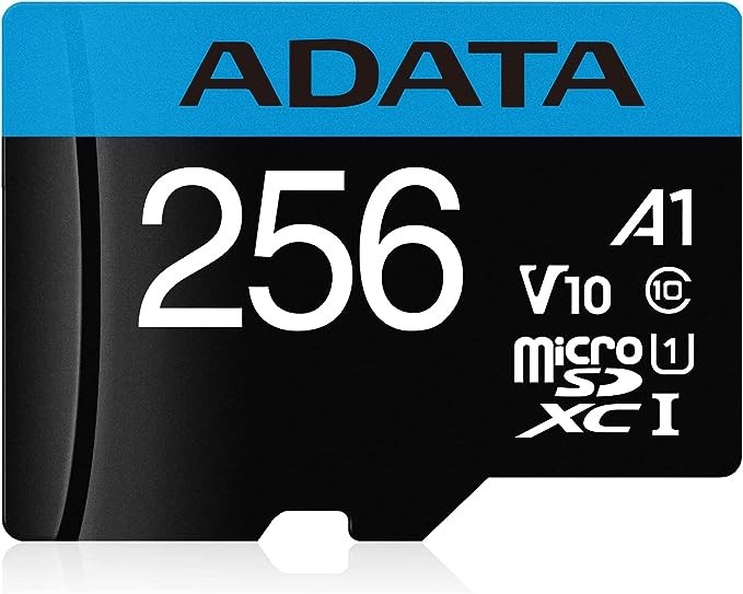 ADATA 256 GB Tarjeta de Memoria Micro SDXC con Adaptador Color Negro con Azul A1 (Clase 10). image number null