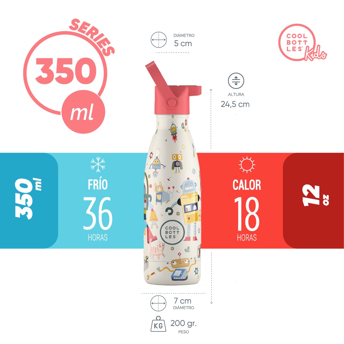 Cool Bottles Botella Termo Infantil Messy Robots 350ml image number null