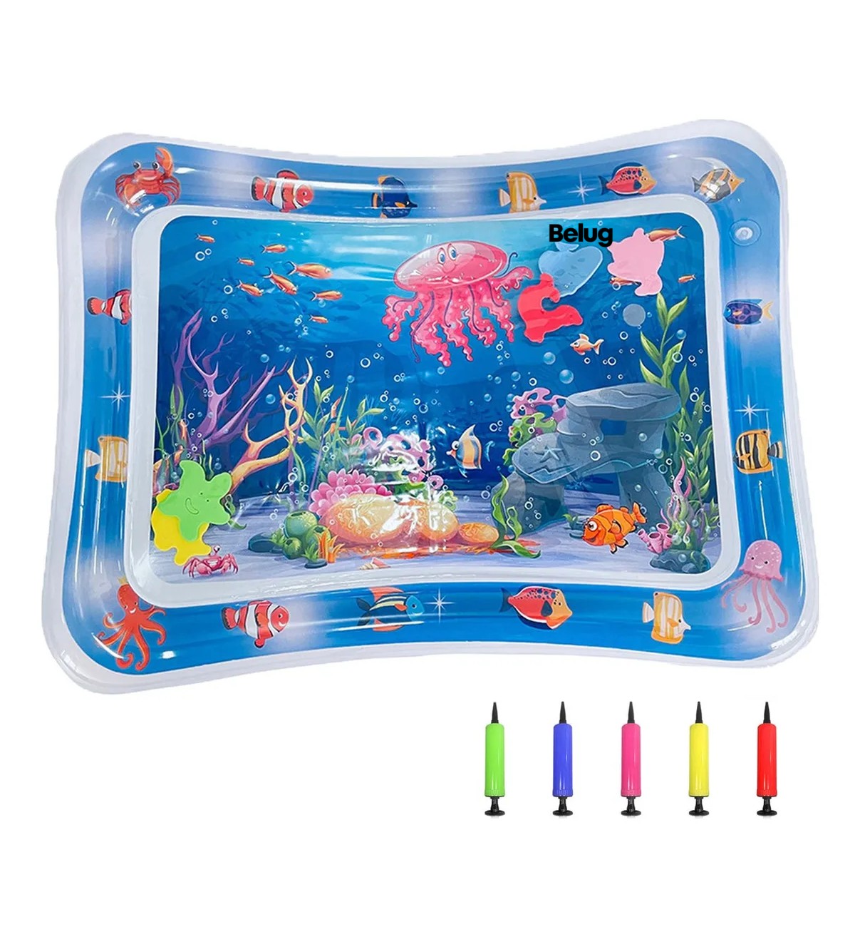 Coj&iacute;n Tapete Agua Inflable Para Bebes Estimulaci&oacute;n Temprana Belug image number null