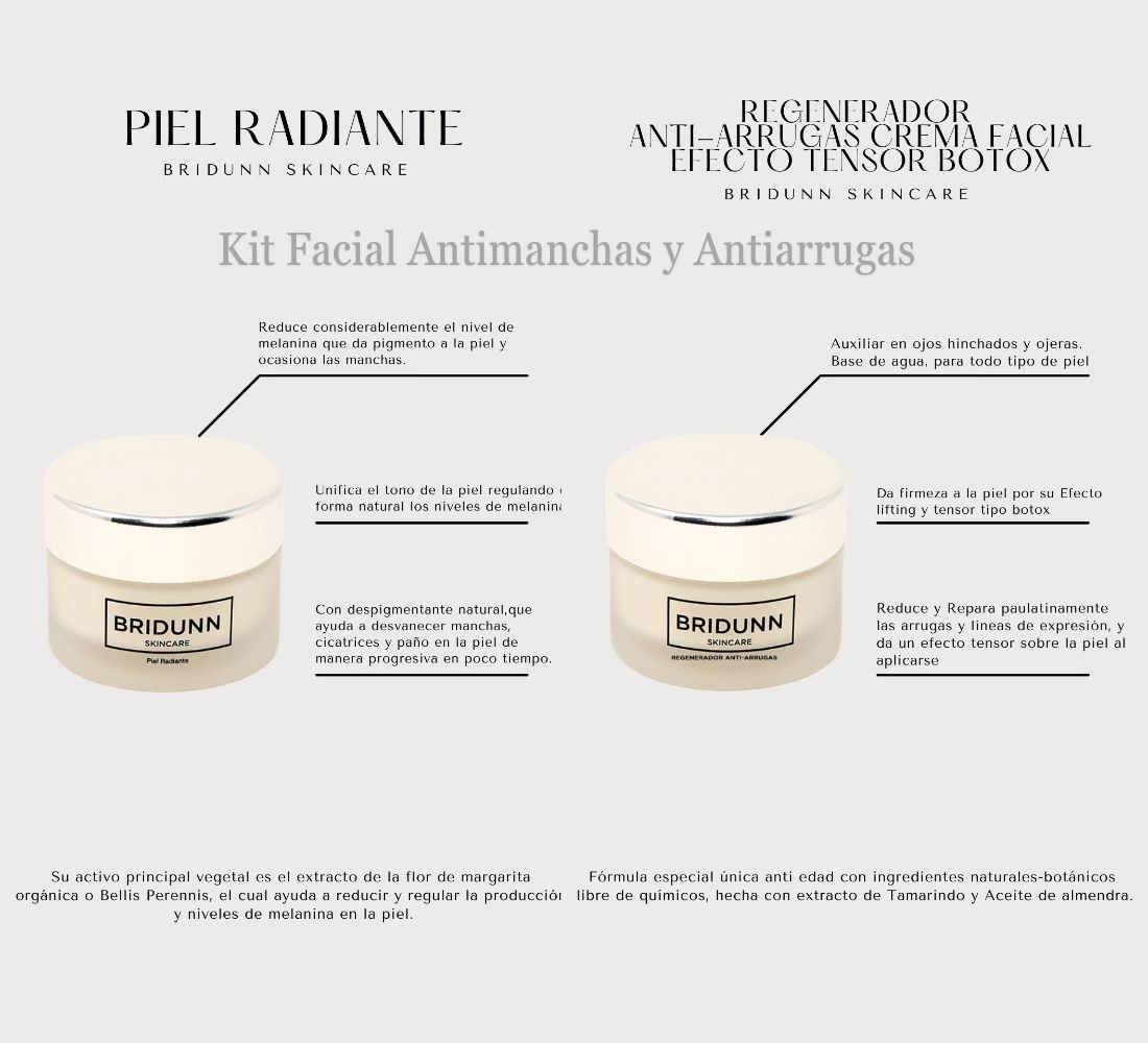 Kit Suero Facial Despigmentante Quita Manchas Y Crema Facial Efecto Tensor Para Eliminar Arrugas image number null