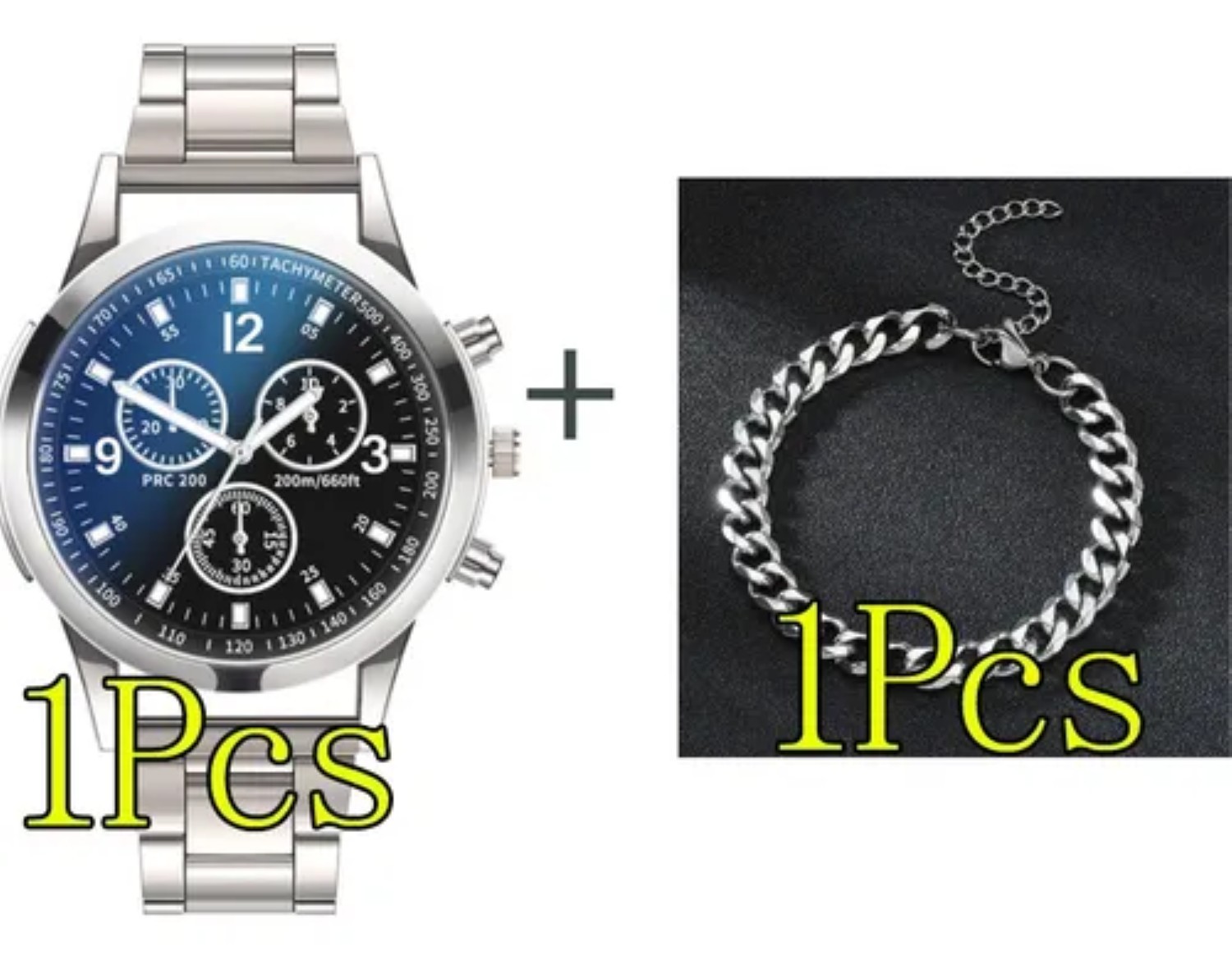 Relojes De Cuarzo Casuales Impermeables Para Hombre Plateado fondo azul image number null