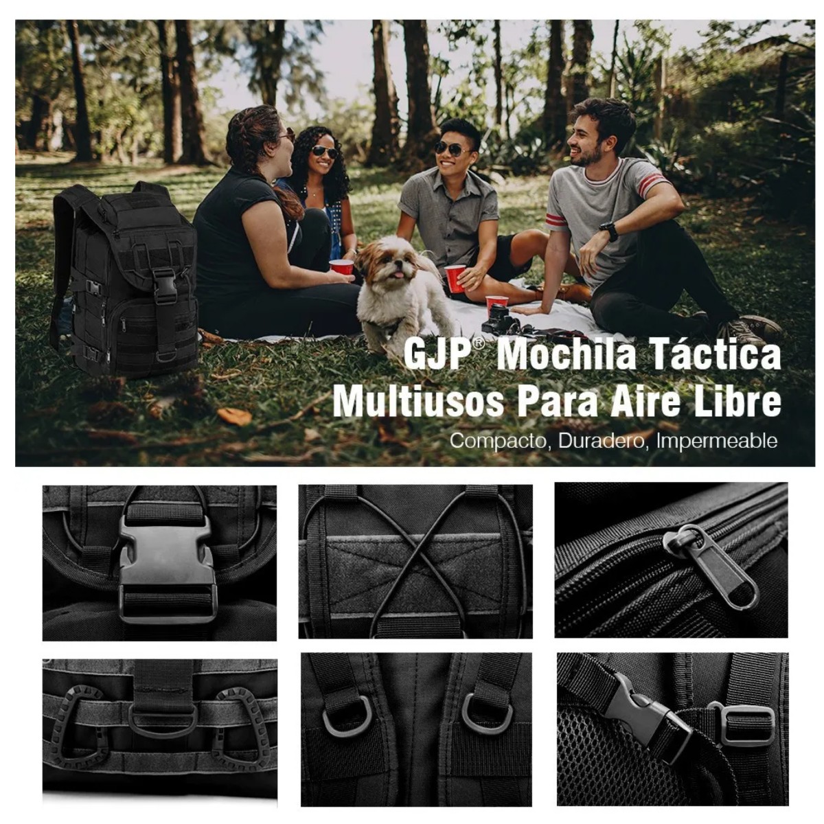 Mochila T&aacute;ctica Militar Impermeable Uso Rudo Laptop Campismo, Negro image number null