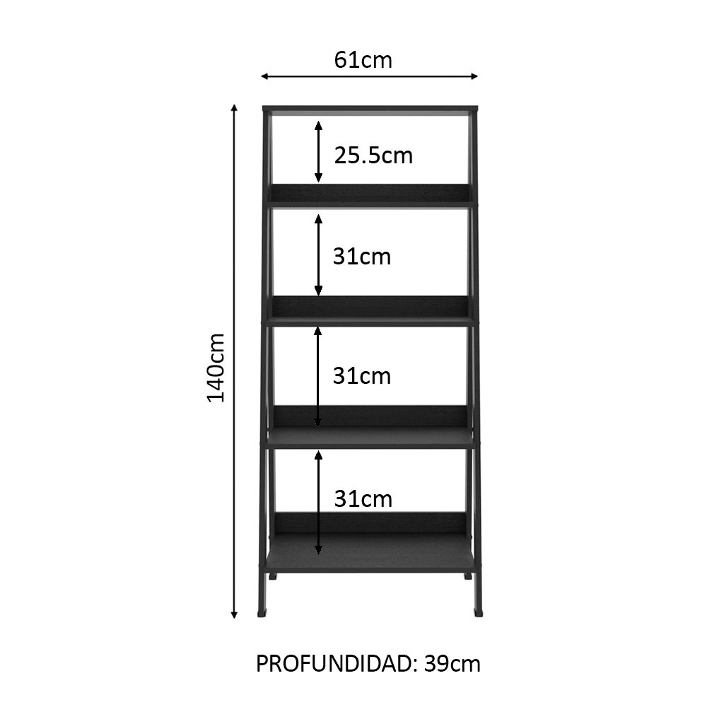 Mueble Biblioteca Librero Madesa Con 4 Niveles Negro 1 image number null