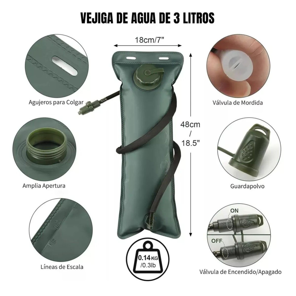 Mochila Hidratante Bolsa Agua 3l Bicicleta Camper Negro CP image number null