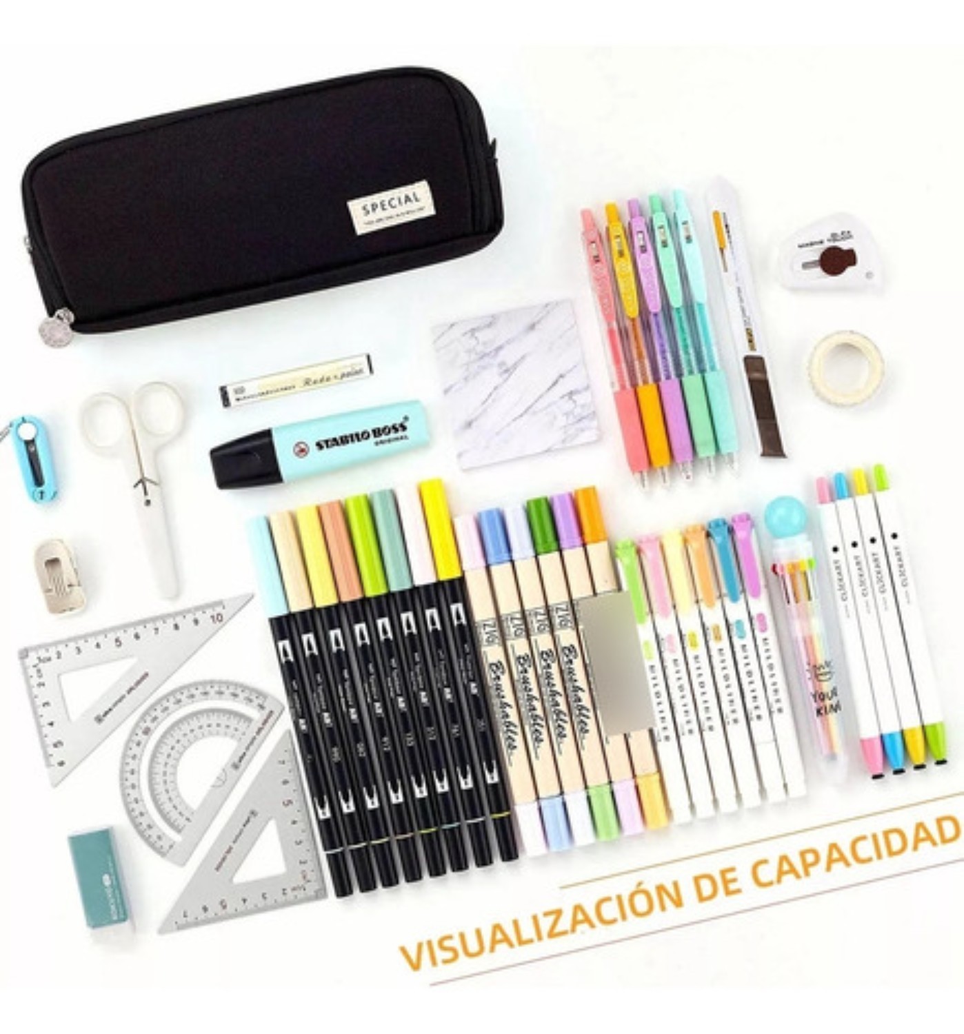 Lapicera Doble Capa De Gran Capacidad Negro image number null