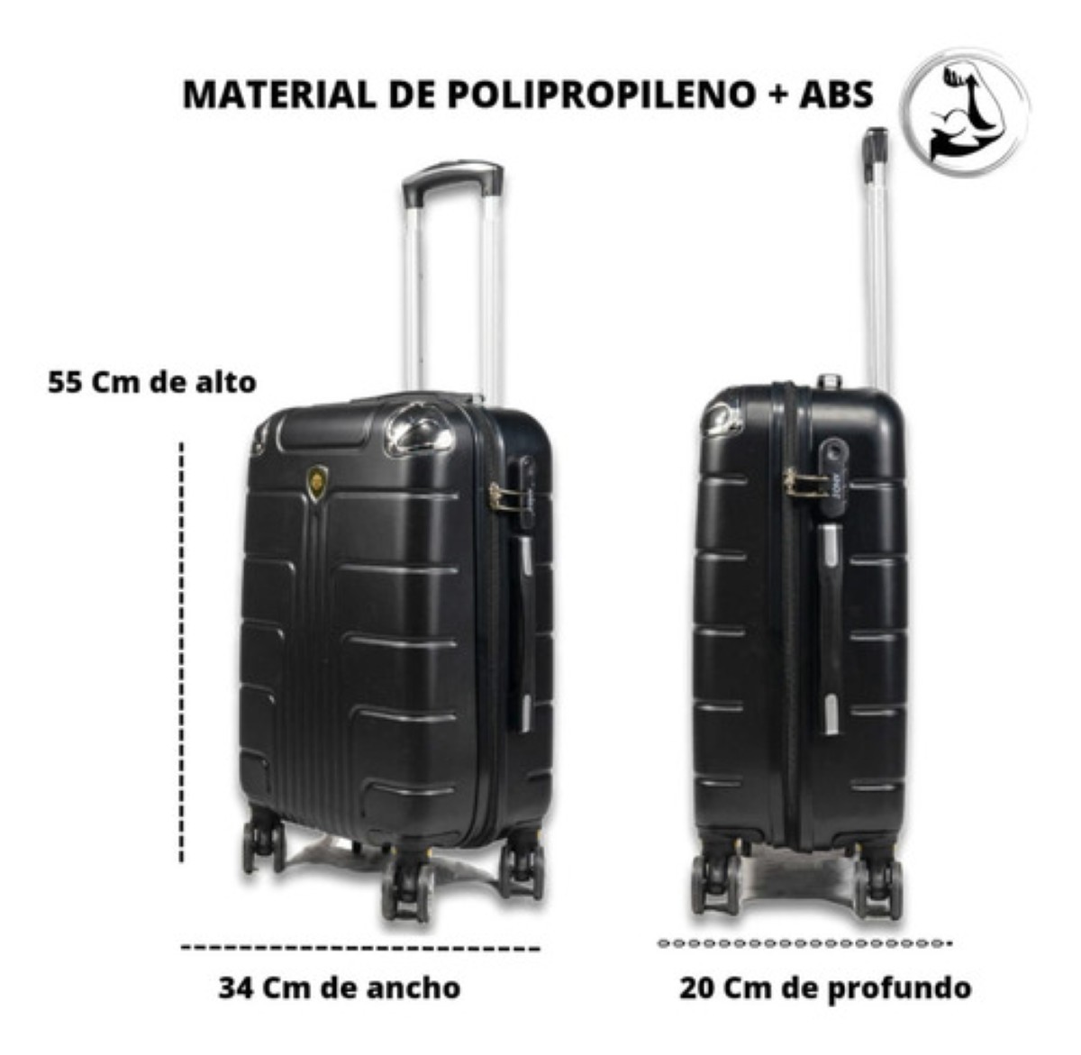 Maleta 10 Kg Cabina C/candado De Seguridad Doble Llanta Negro image number null