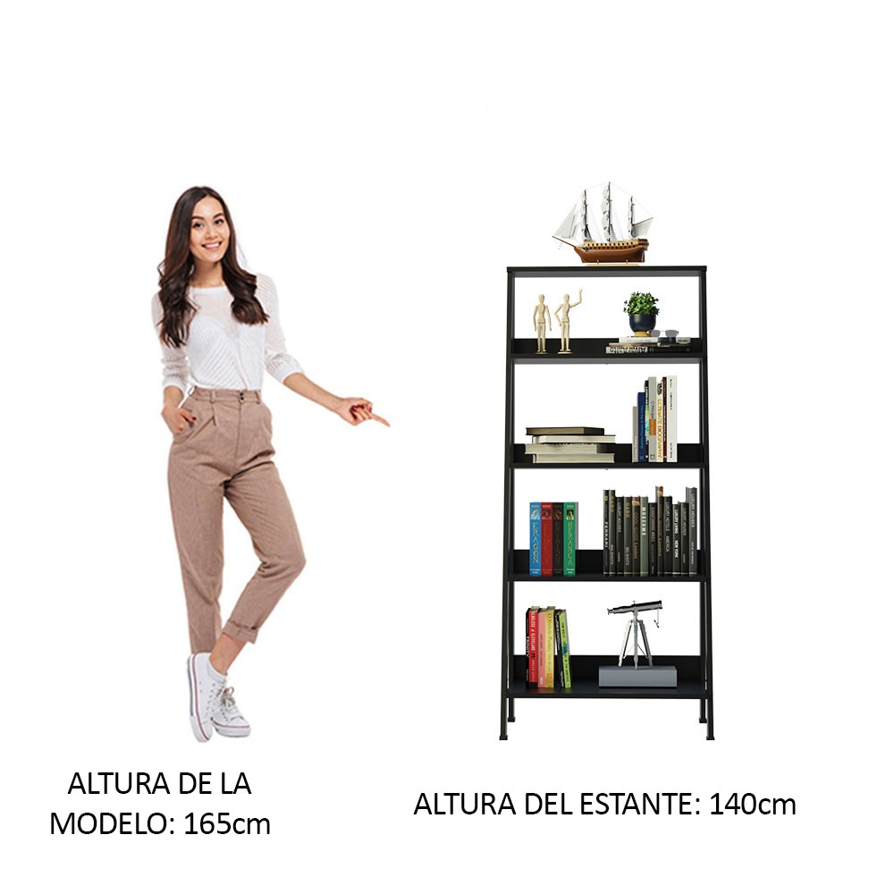 Mueble Biblioteca Librero Madesa Con 4 Niveles Negro 1 image number null