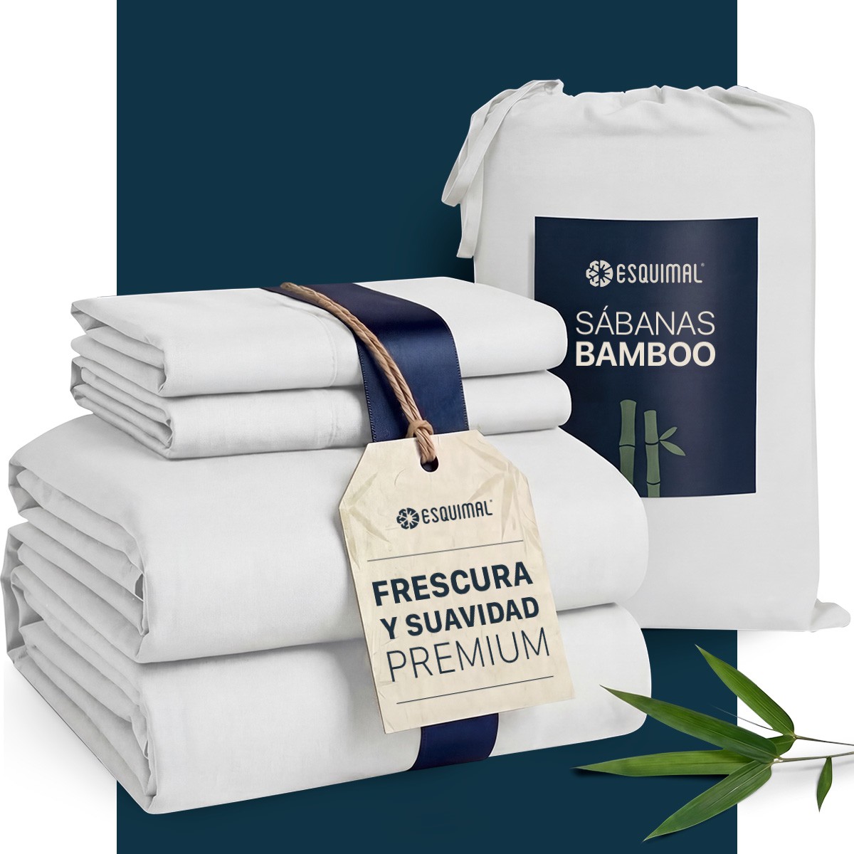 S&aacute;banas King Size De Bamb&uacute; / Bamboo Ultra Suaves Y Frescas Blanco ESQUIMAL. image number null