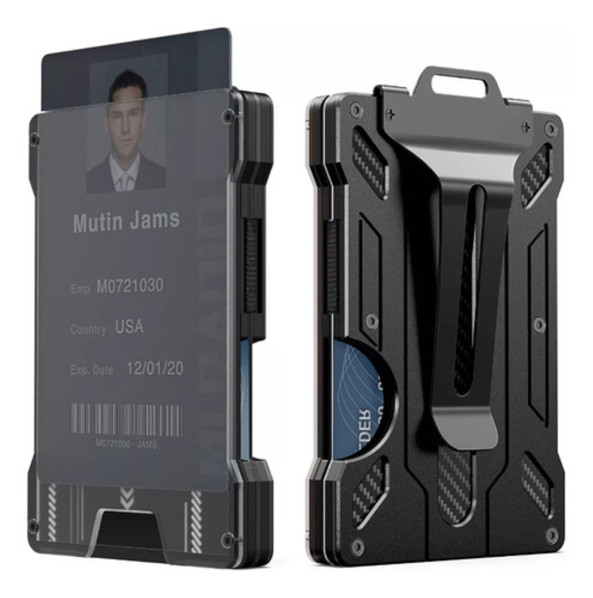 Cartera Rfid Hombre Tarjetero Billetera Fibra De Carbono Negro image number null