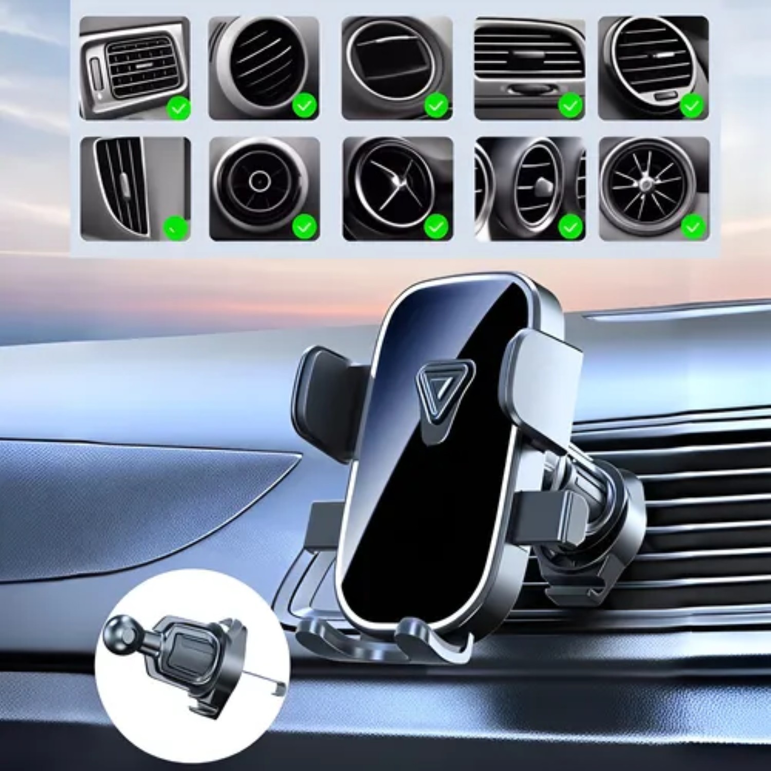 Soporte Para Celular Coche,porta Celular Carro 3en1 Estable negro image number null