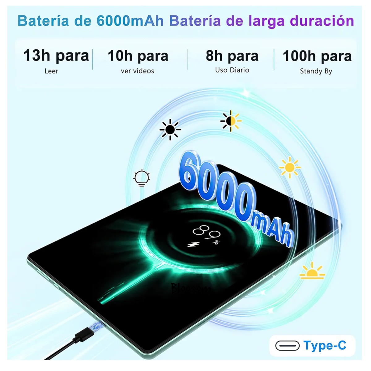 Tablet Con Funda Pad 10'' Android 64gb+4gb Memoria Ram Verde Claro image number null