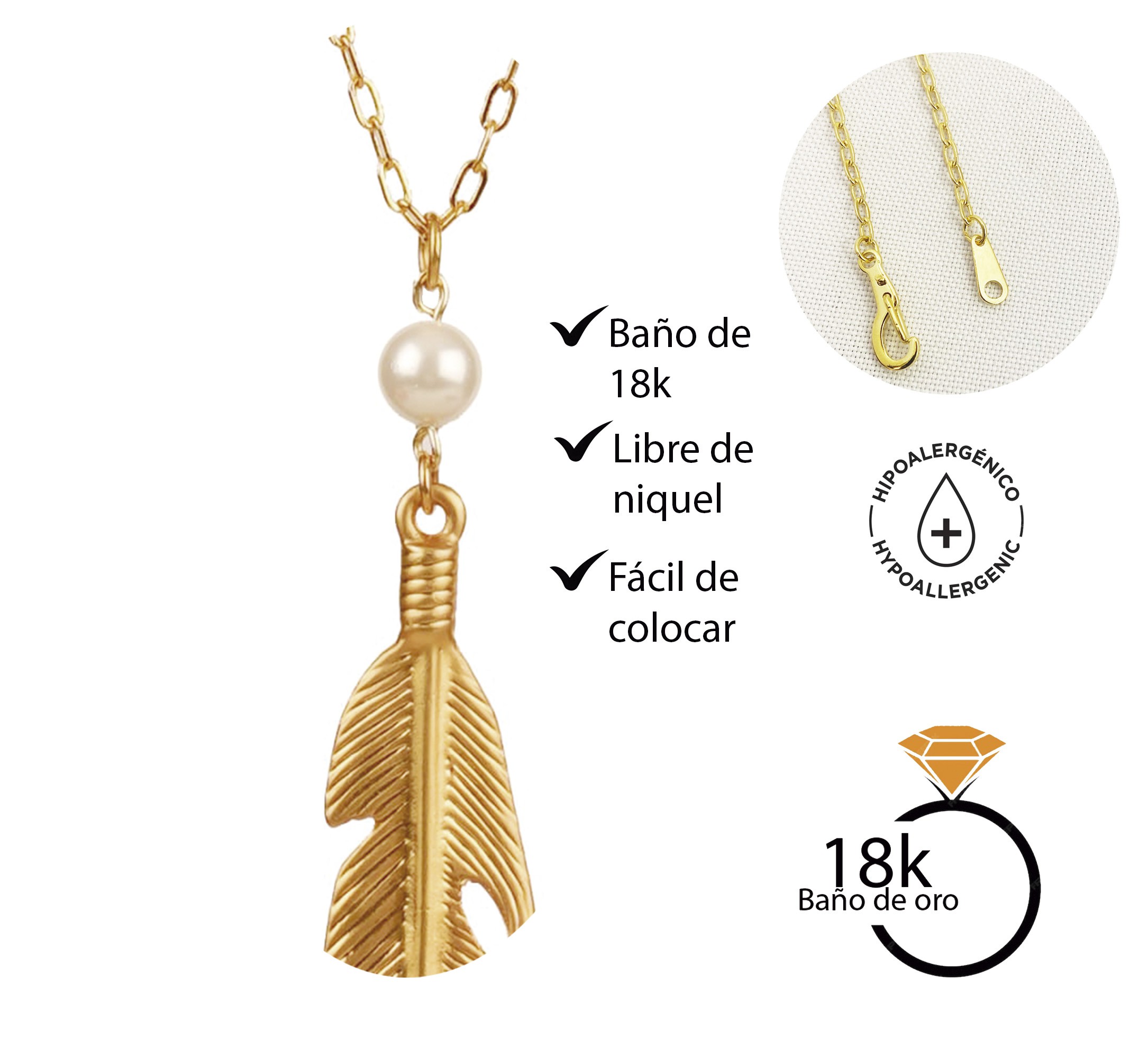 Collar dije pluma perla elegante regalo mujer VANGANIA image number null