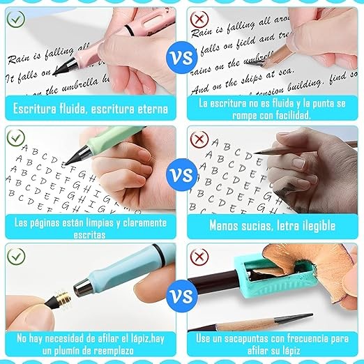 A AIYMQ Lapiz Infinito, 6 Lapices Eternos y Pegatinas decorativas,con 12 puntas y Bolsa Organizadora,Eternity Magic Pencil con Goma, herramienta de dibujo de boceto port&aacute;til reutilizable borrable. image number null